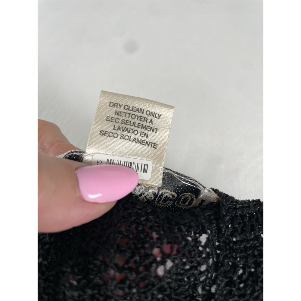 Y2K Vintage Black Crocheted Boho Style Davie Milane Cardigan Sweater Jones & Co - Picture 4 of 14